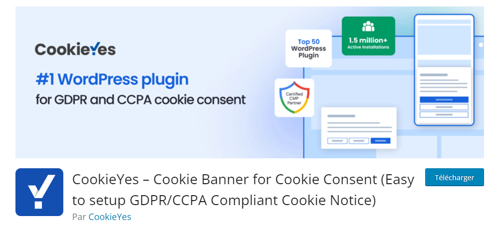 CookieYes, un des meilleurs plugins wordpress gratuit pour ajouter une bannière cookies à son site