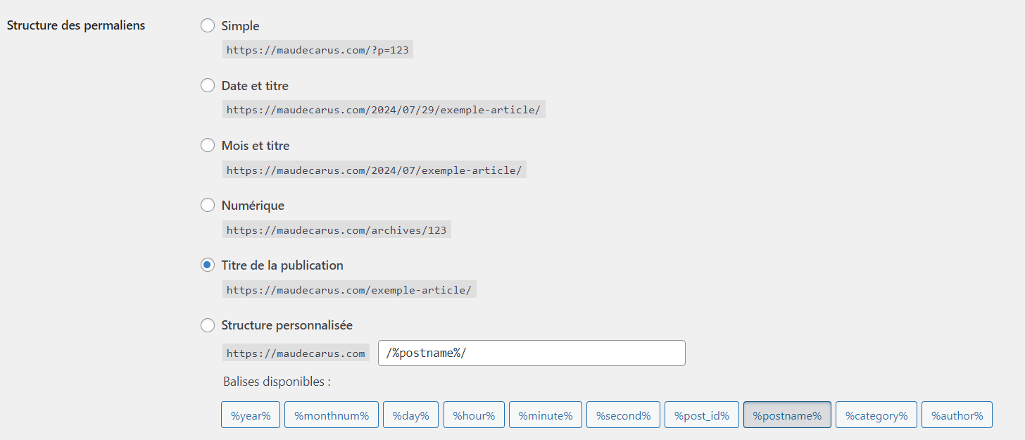 Quelle structure choisir sur WordPress pour une longueur D'URL et contenu optimisé pour le SEO